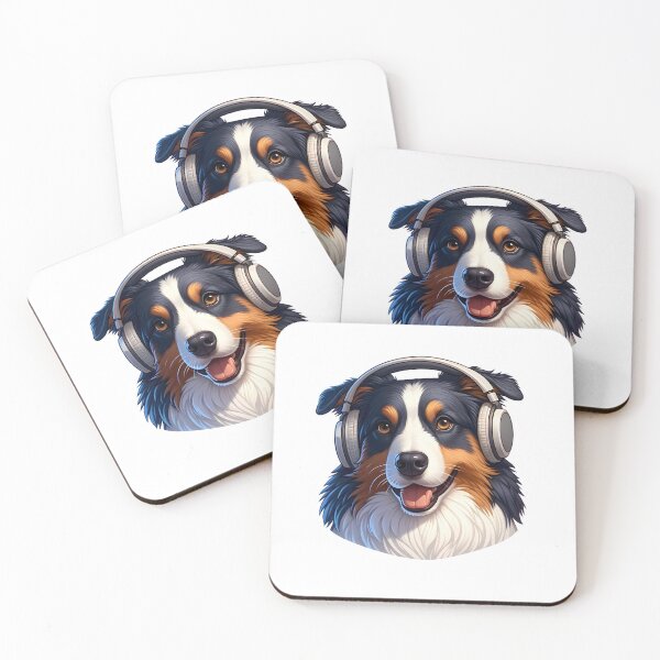 Item preview, Dog with Headphones -  Australian Shepherd designed and sold by Truck Stop One.