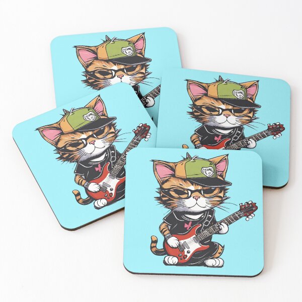Item preview, INDI ROCK GUITARIST CAT – rock cat - heavy metal cat - guitarist cat designed and sold by Musicians-world.
