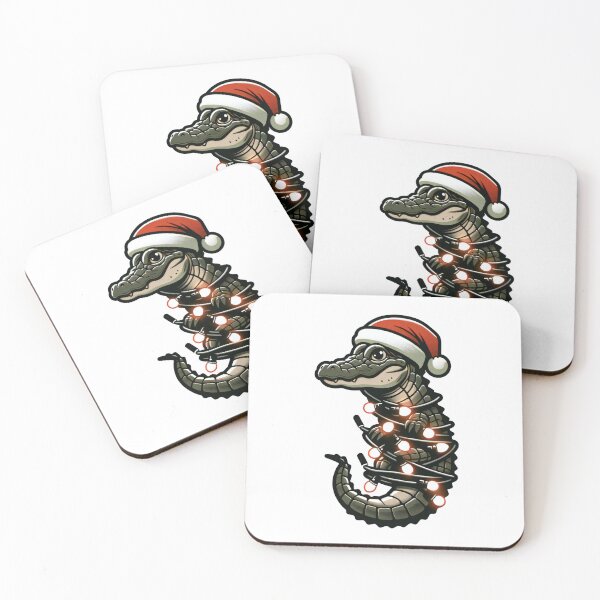 Item preview, Jolly Gator Lights - Alligator in Santa Hat Christmas Sticker designed and sold by AIARTIST1.