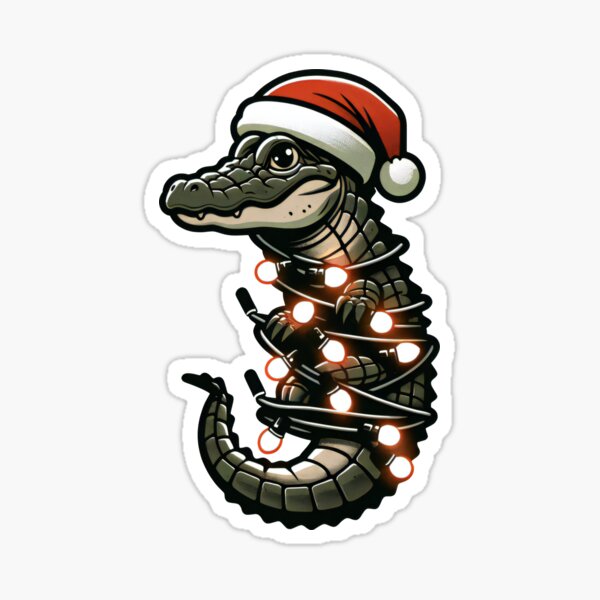 Item preview, Jolly Gator Lights - Alligator in Santa Hat Christmas Sticker designed and sold by AIARTIST1.