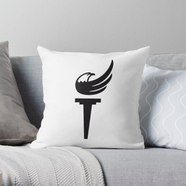 Libertarian Torch Eagle Freedom Capitalism black and white Throw Pillow