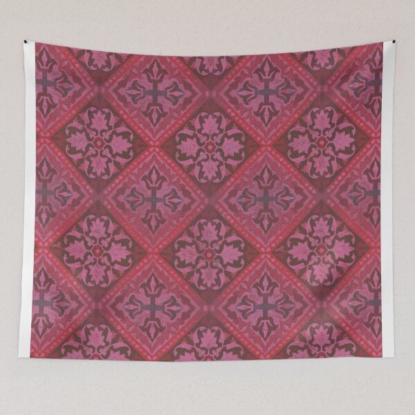 Item preview,  pink magenta vintage tile floor	 designed and sold by Alessandro Remo Mazzoni Remotextiles.