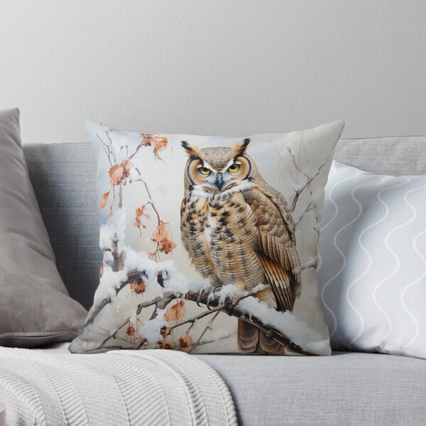 Item preview, Great Horned Owl Snowy Branch designed and sold by Hartbecke.