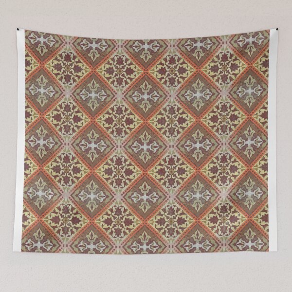 Item preview,  orange vintage tile floor	 designed and sold by Alessandro Remo Mazzoni Remotextiles.