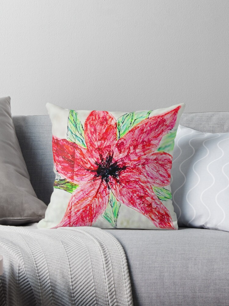 Thumbnail 1 of 4, Pillow, Poinsettia designed and sold by Ladyinthemitten.