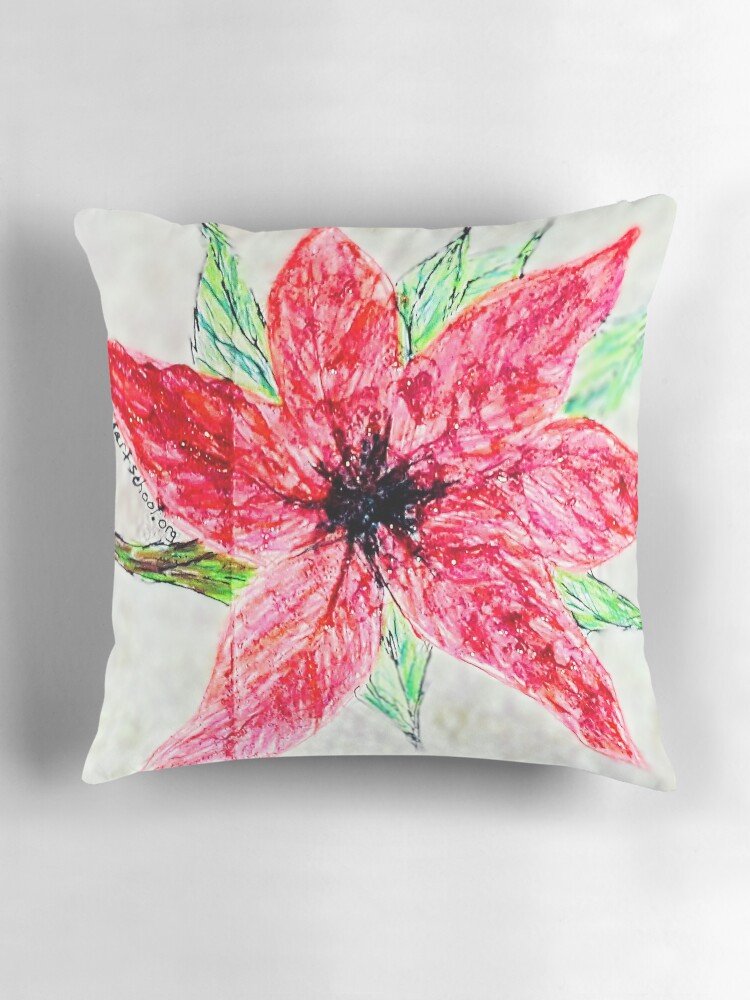 Thumbnail 3 of 4, Pillow, Poinsettia designed and sold by Ladyinthemitten.