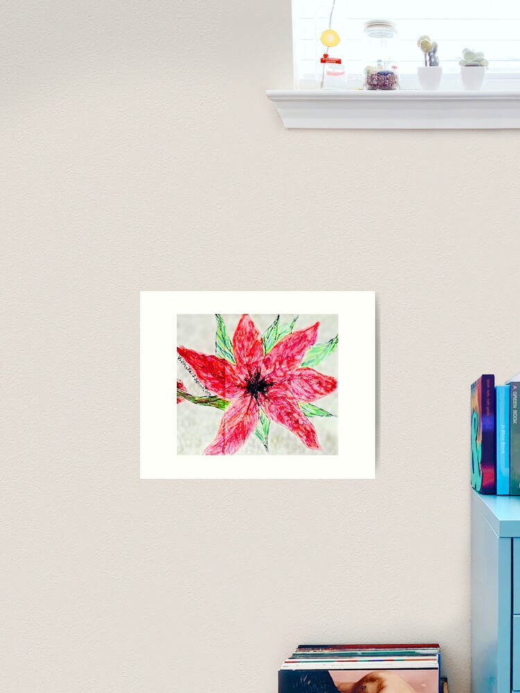 Thumbnail 2 of 3, Art Print, Poinsettia designed and sold by Ladyinthemitten.