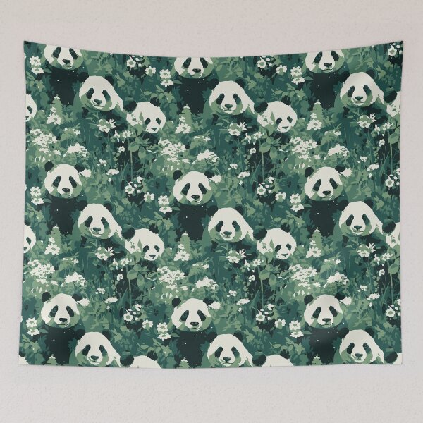 Item preview, Pandas in Floral Forest Pattern designed and sold by Blue-Banana.