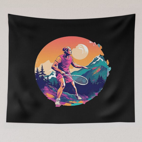 Item preview, Colorful serve: tennis fun in bright colors designed and sold by WallGemsArt.
