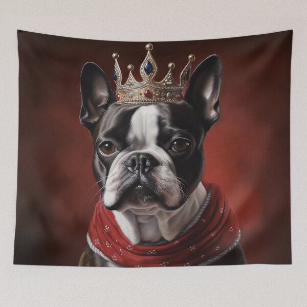 Item preview, King Brindle Boston Terrier Dog with Crown designed and sold by salarkoshop.