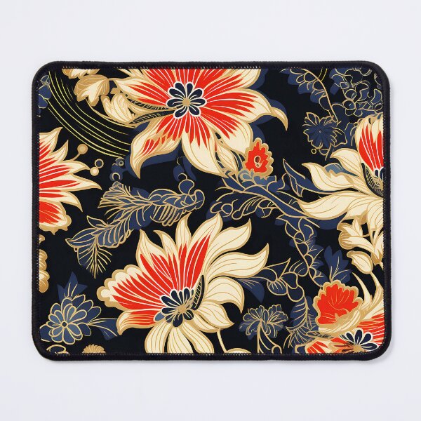 Item preview, Batik Exquisite Floral Mandala with Abstract Elements on a Black Background designed and sold by HisoTorDesign.