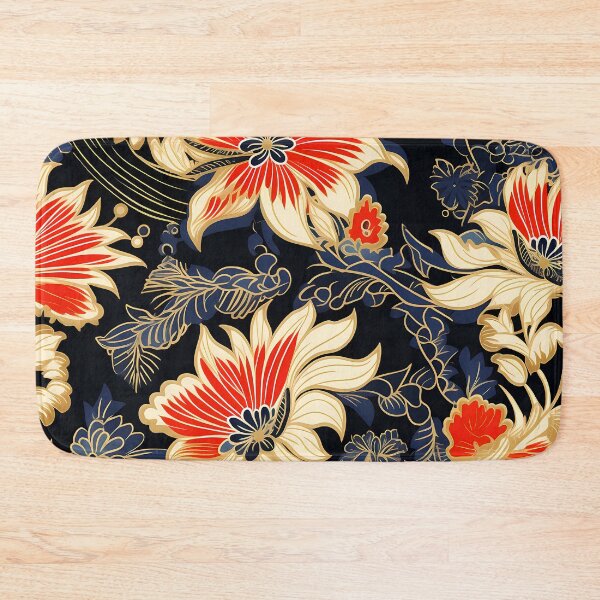 Item preview, Batik Exquisite Floral Mandala with Abstract Elements on a Black Background designed and sold by HisoTorDesign.