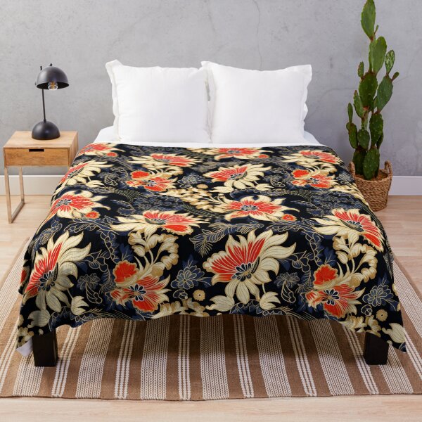 Item preview, Batik Exquisite Floral Mandala with Abstract Elements on a Black Background designed and sold by HisoTorDesign.