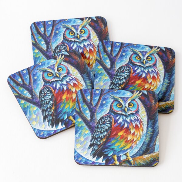 Item preview, "Liquid  paint Abstract owl design "-bright and colorful owl ladies  designed and sold by Obinne.