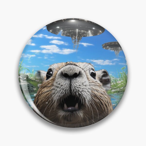 Item preview, Capybara Selfie with UFOs designed and sold by Master-Print.