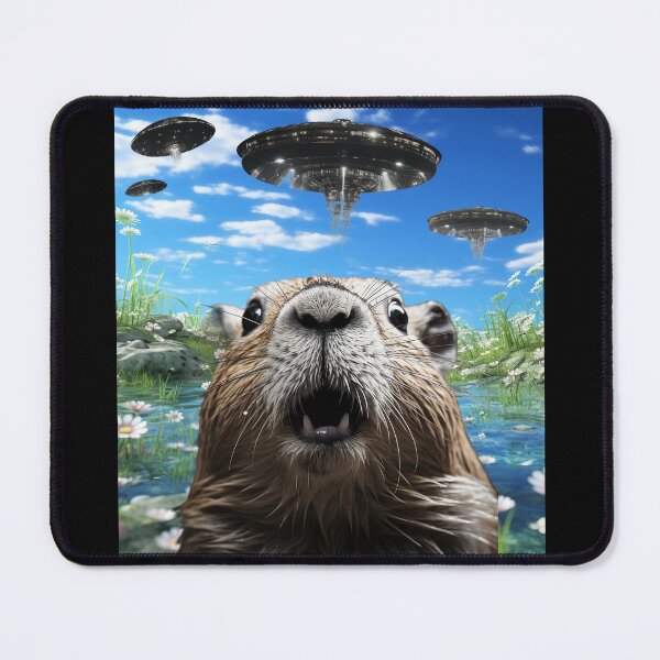 Item preview, Capybara Selfie with UFOs designed and sold by Master-Print.