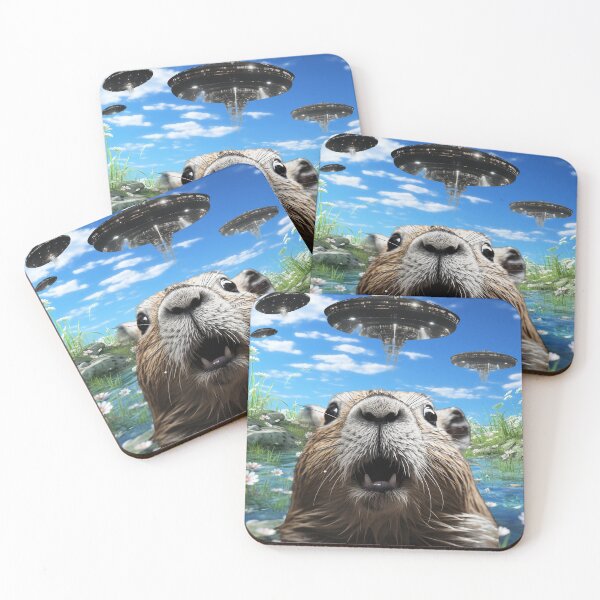 Item preview, Capybara Selfie with UFOs designed and sold by Master-Print.