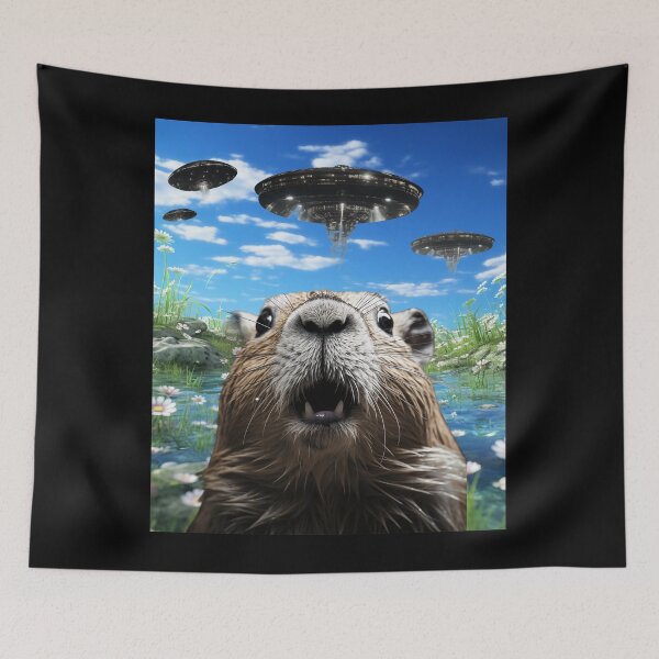 Item preview, Capybara Selfie with UFOs designed and sold by Master-Print.