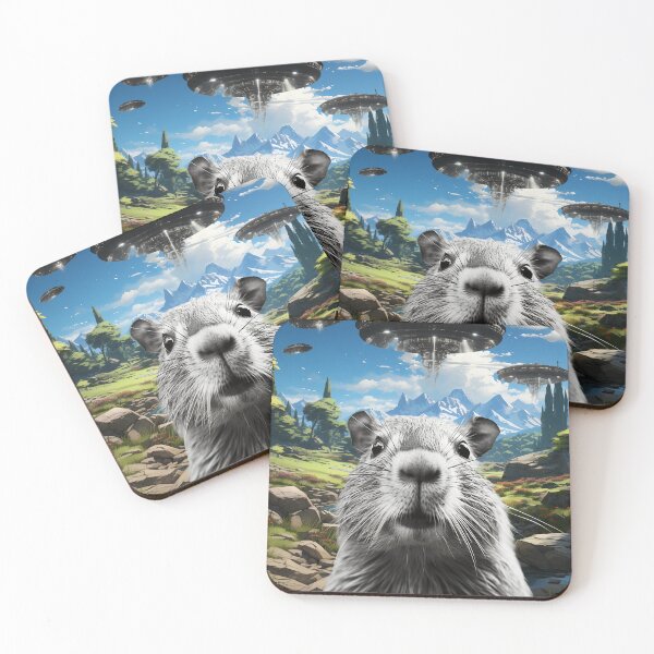 Item preview, Capybara Selfie with UFOs designed and sold by Master-Print.