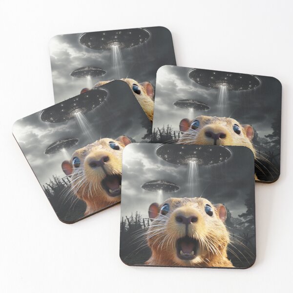 Item preview, Capybara Selfie with UFOs designed and sold by Master-Print.