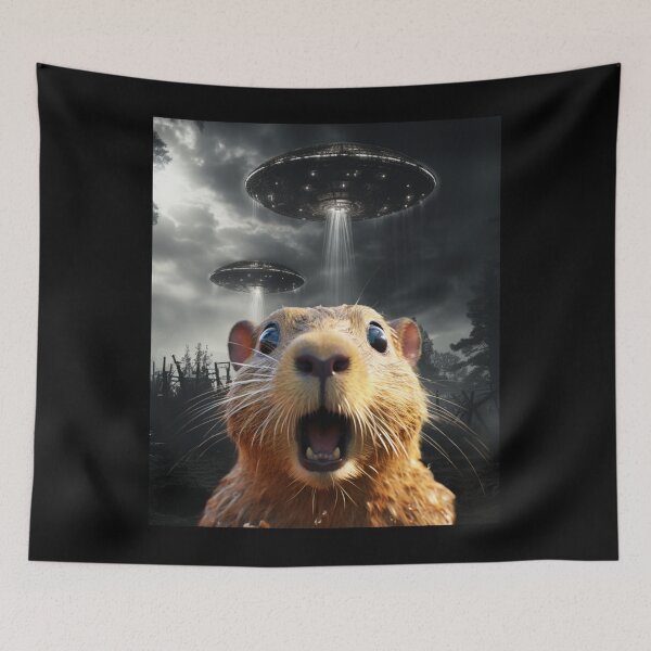 Item preview, Capybara Selfie with UFOs designed and sold by Master-Print.