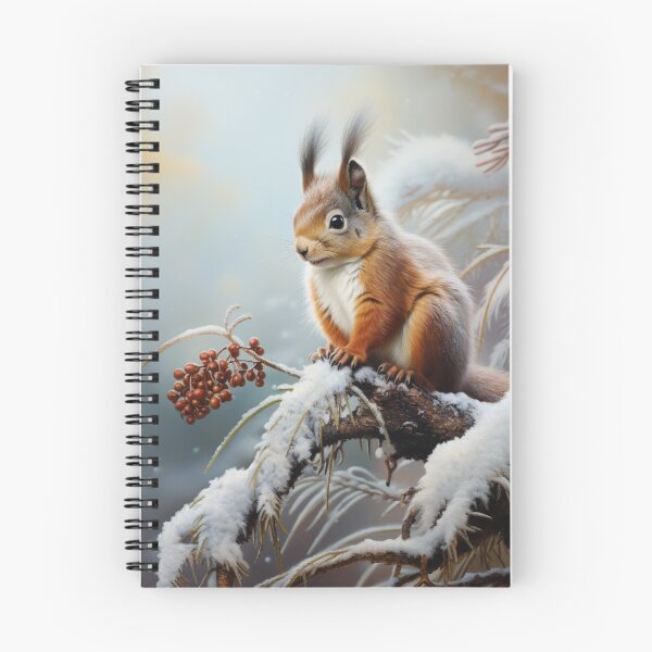 Item preview, Red Squirl on Pine Branch Winter designed and sold by Hartbecke.