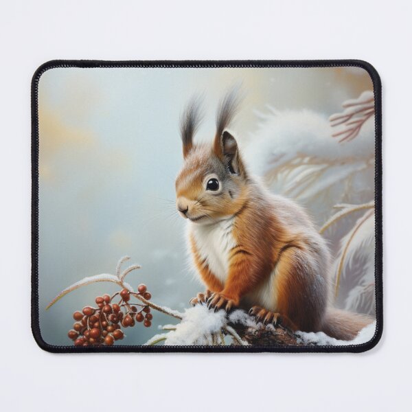 Item preview, Red Squirl on Pine Branch Winter designed and sold by Hartbecke.