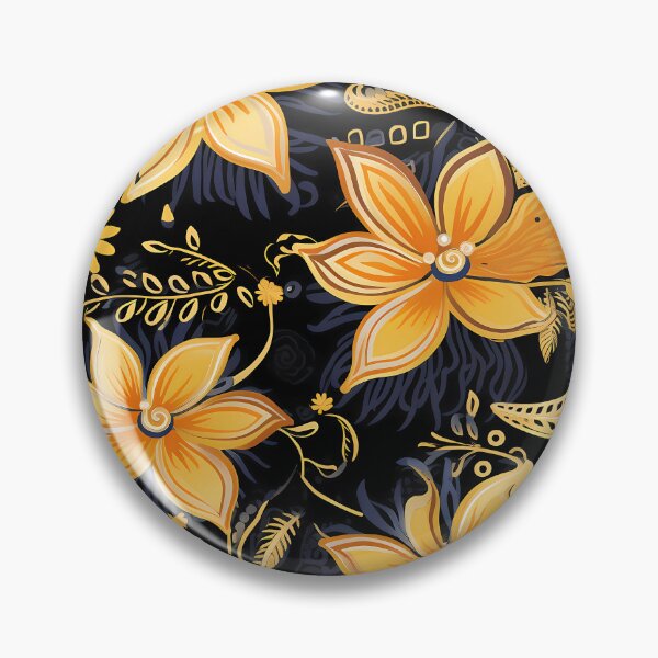 Item preview, Batik Vibrant Floral Mandala with Abstract Elements on a Black Background designed and sold by HisoTorDesign.