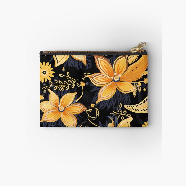 Item preview, Batik Vibrant Floral Mandala with Abstract Elements on a Black Background designed and sold by HisoTorDesign.
