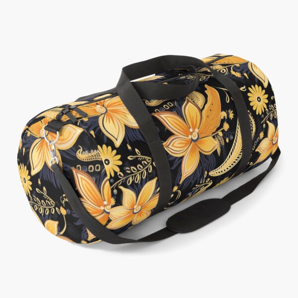 Item preview, Batik Vibrant Floral Mandala with Abstract Elements on a Black Background designed and sold by HisoTorDesign.