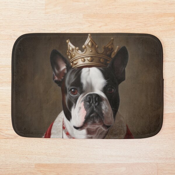 Artikelvorschau, Schwarz-weißer Hund King Boston Terrier mit Krone entworfen und verkauft von salarkoshop.