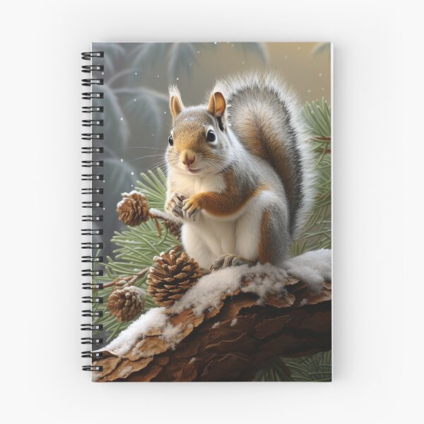 Item preview, Grey Squirl on Pine Branch in Winter designed and sold by Hartbecke.