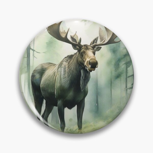 Item preview, Moose in Green forest_watercolour designed and sold by shokA Design.