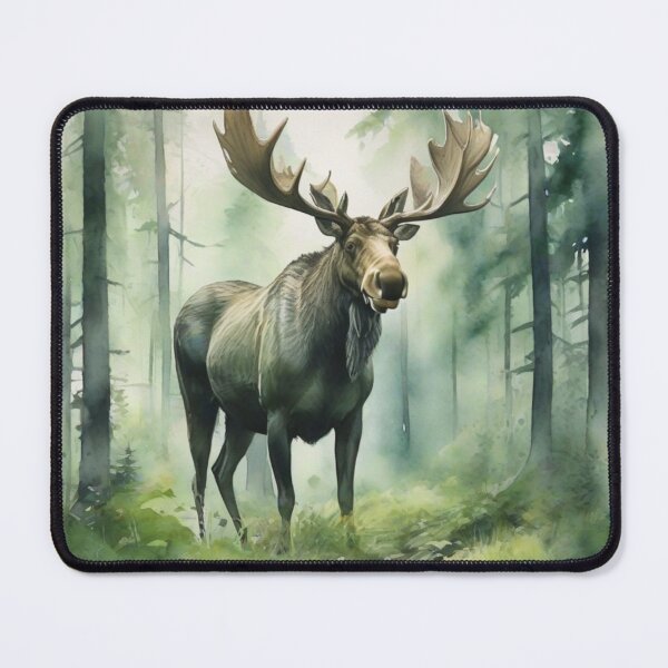 Item preview, Moose in Green forest_watercolour designed and sold by shokA Design.