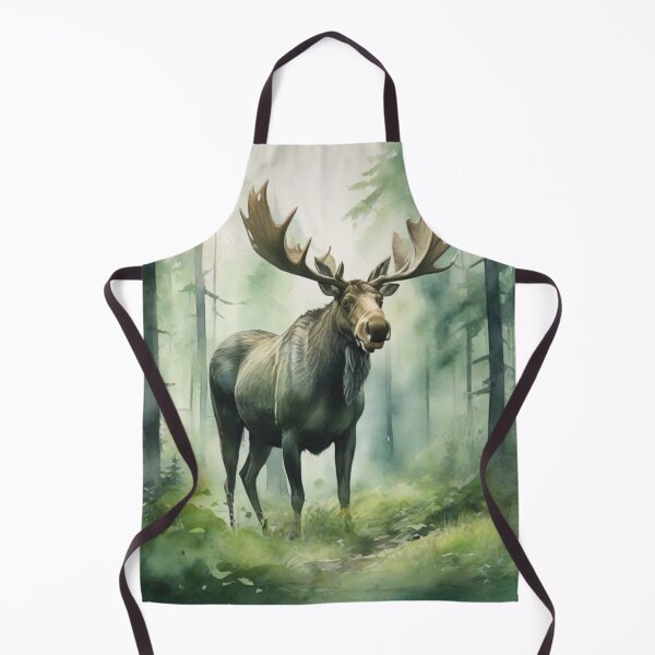 Item preview, Moose in Green forest_watercolour designed and sold by shokA Design.