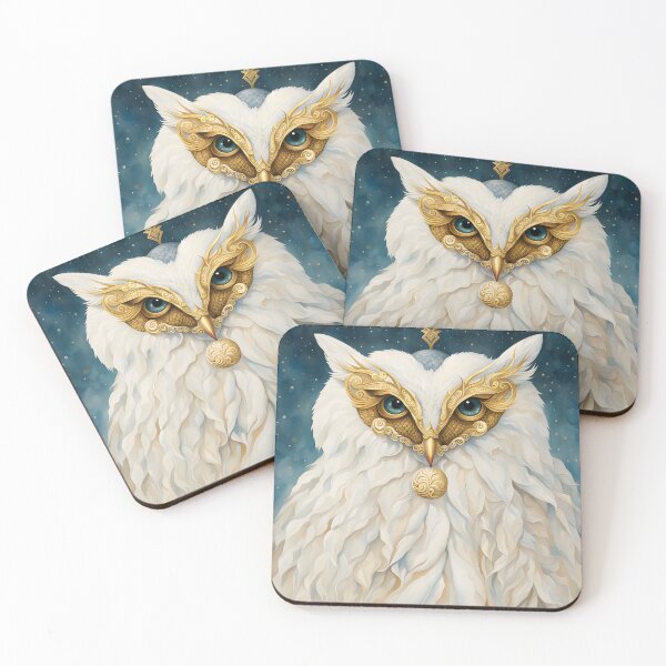 Item preview, The Mysterious Owl: A White Owl in a Golden Venetian Mask designed and sold by GorinART.