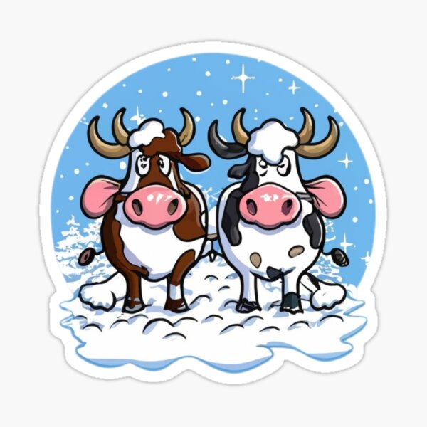 Item preview, Winter Bovine Bliss: Snowy Cow Duo designed and sold by COPYCRAVE.