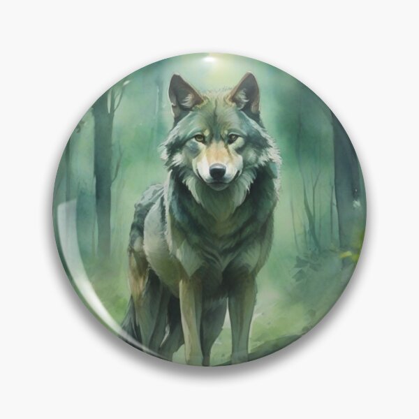 Item preview, Wolf in Green forest_watercolour designed and sold by shokA Design.