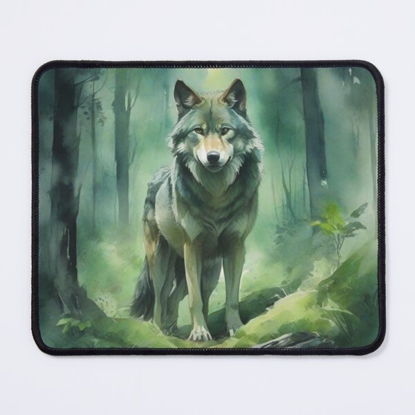 Item preview, Wolf in Green forest_watercolour designed and sold by shokA Design.