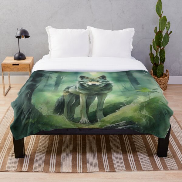 Item preview, Wolf in Green forest_watercolour designed and sold by shokA Design.