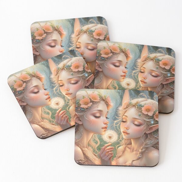 Item preview, Dandelion Fairies Duo in shades of Peach designed and sold by Danes-R-Us.