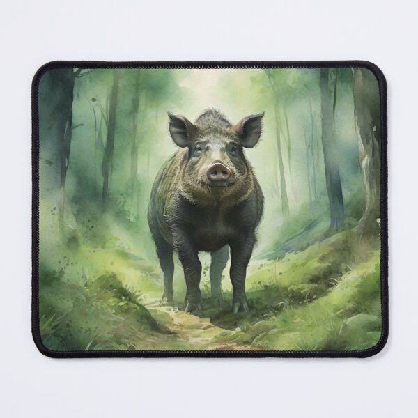 Item preview, wild pork in Green forest_watercolour designed and sold by shokA Design.