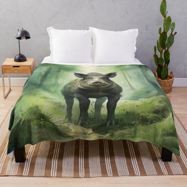 Item preview, wild pork in Green forest_watercolour designed and sold by shokA Design.