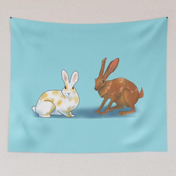 Item preview, A rabbit and a hare - Cute Cartoon designed and sold by Apricity-.