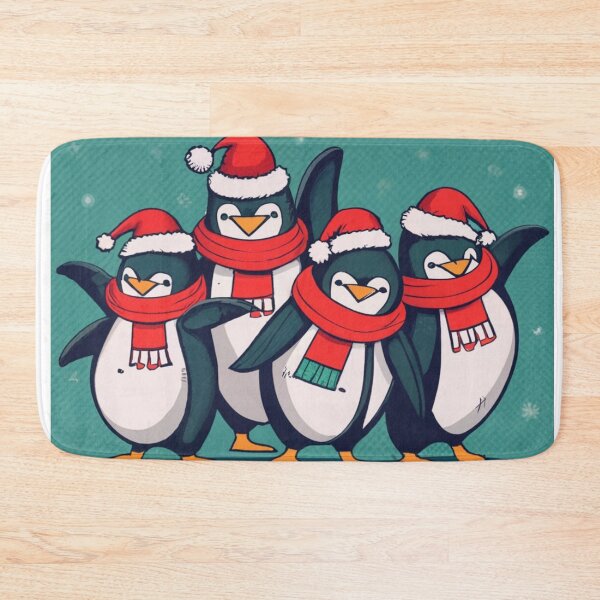 Item preview, Festive Penguins: Adorned in Santa Hats, Frolicking in Cheerful Array designed and sold by Attire mukashaf.