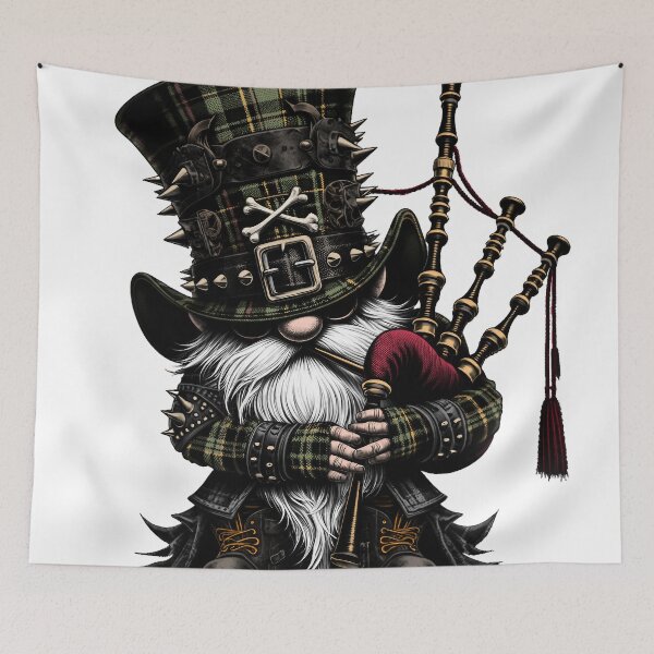 Item preview, Bagpiper gnome, Rock Style Scottish Gnome designed and sold by WorldByFlowers.