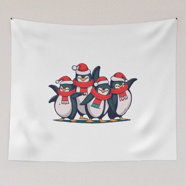 Item preview, Festive Penguins: Adorned in Santa Hats, Frolicking in Cheerful Array designed and sold by Attire mukashaf.