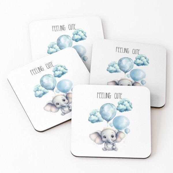 Item preview, Feeling Cute Blue Baby Elephant with Balloons Watercolor Art designed and sold by adriana-holmes.