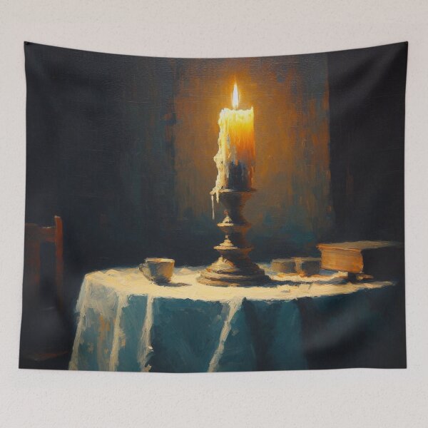 Item preview, Candle on table designed and sold by blackwhiteblue.