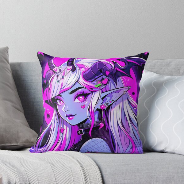 Item preview, Cute Pink Purple Little Demon Anime Girl designed and sold by bubblegoth.